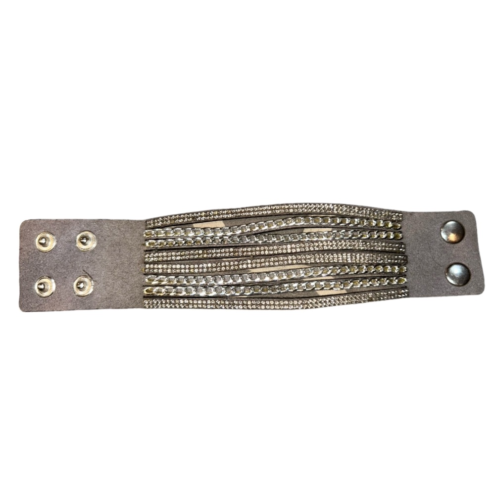 Suede mixed media snap wrap bracelet